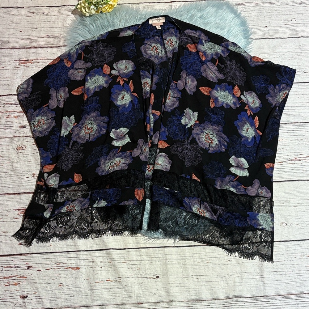 Jessica Simpson Nursing Floral Kimono with Lace Trim Sz OS